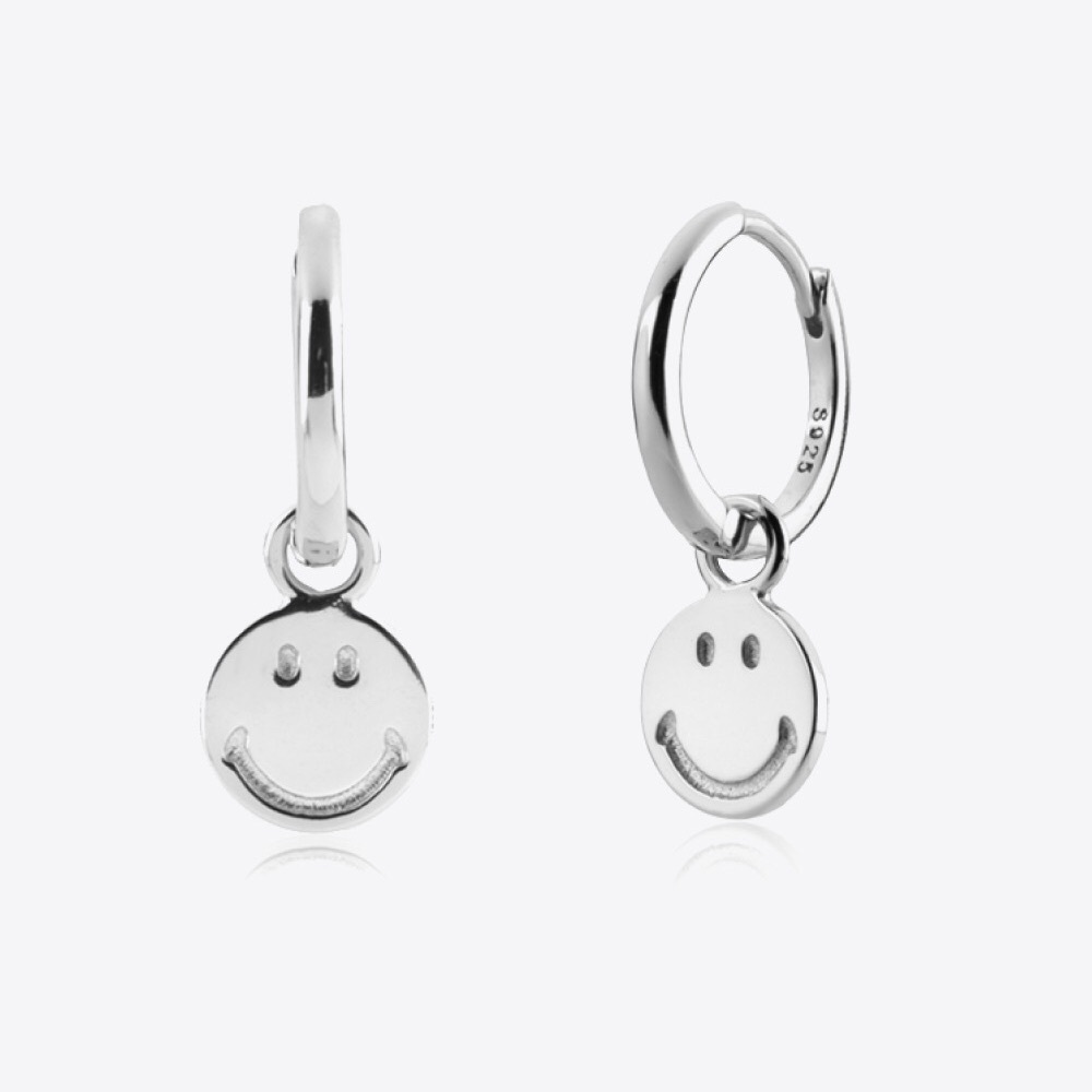 Smiley Face Drop Earrings New with Tags 925 Silver